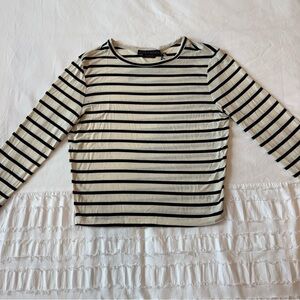 Alice + Olivia Classic Black and White Striped Tee